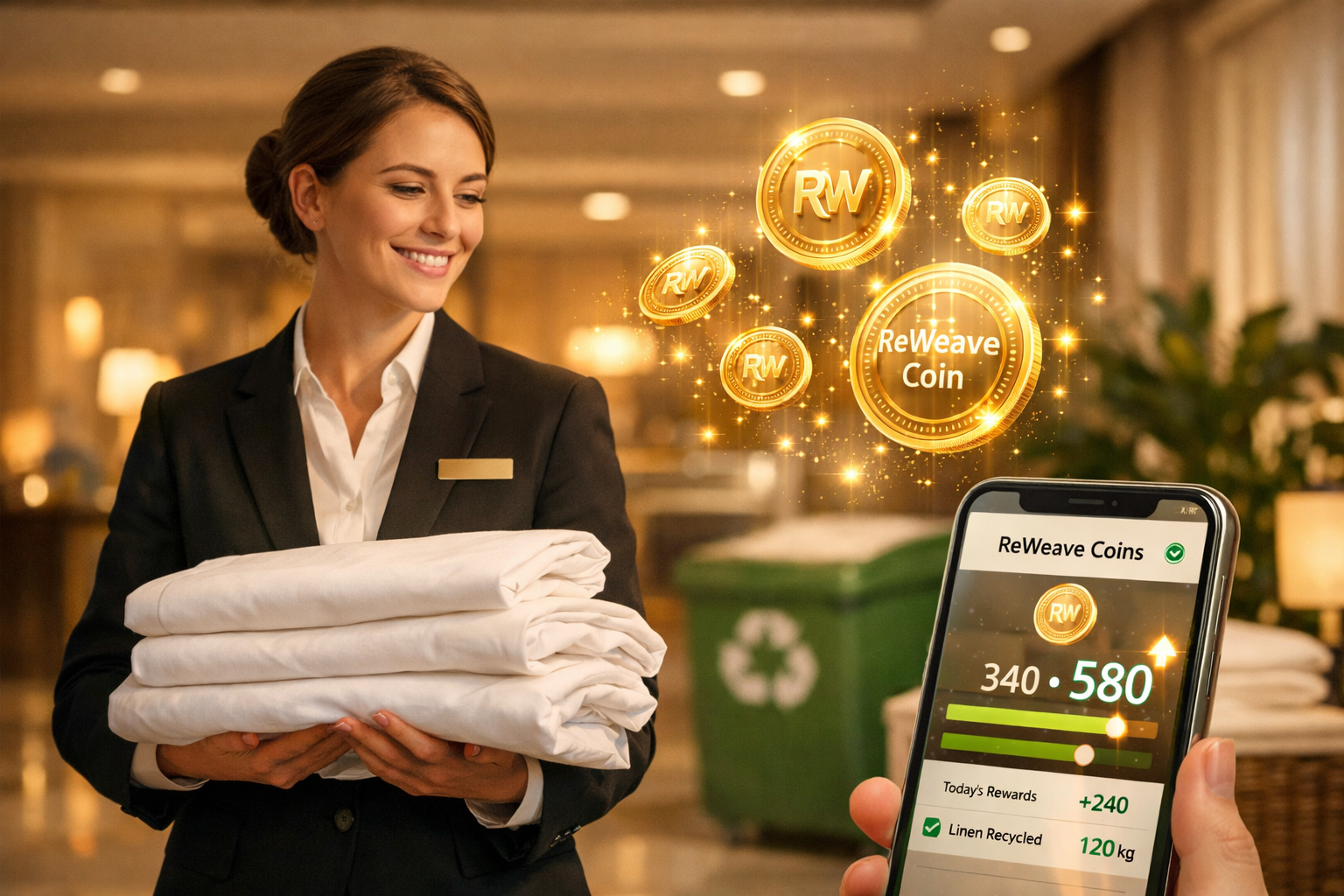 Gold coins representing ReWeave rewards and circular economy value